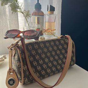 Dooney & Bourke Black and Tan Monogram Shoulder Bag
